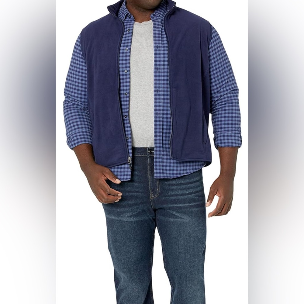 NWT Amazon Essentials Blue lightweight fleece vest